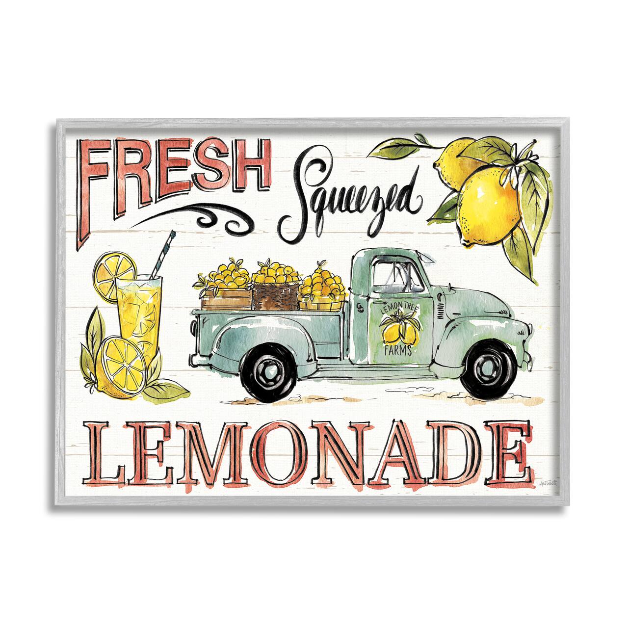 Stupell Industries Fresh Squeezed Lemonade Truck Country Summer Drink Framed Wall Art